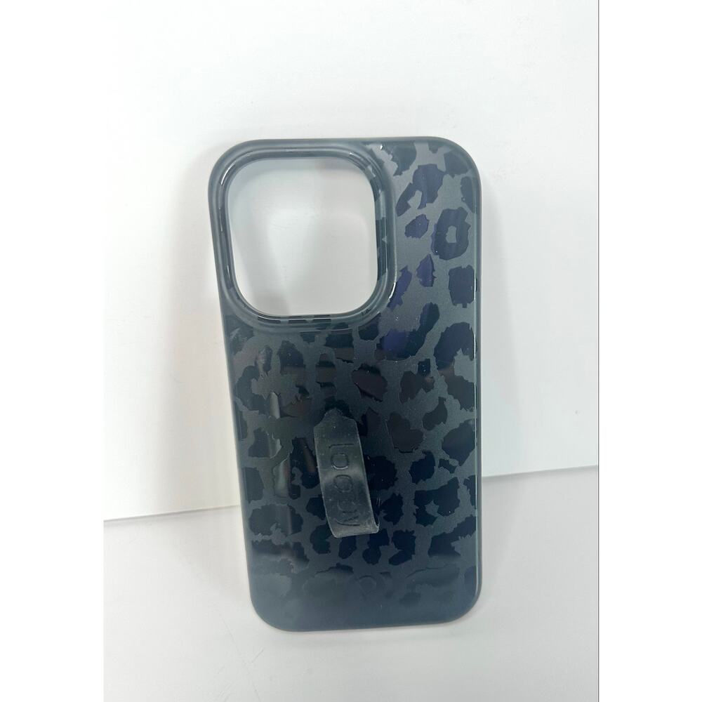 EUC Loopy Case iPhone 14 Pro Black Leopard Print with Rubber Loop